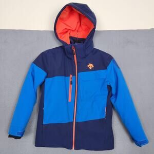 Descente Ski Jacket Kids 8 Blue Colorblock Hooded Insulated Winter DWJOGK20